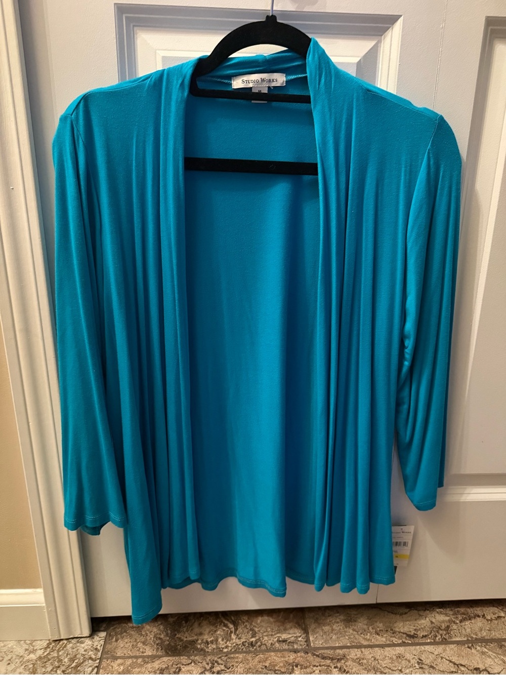 Studio Works Bright Turquoise Open-Front Women's Cardigan